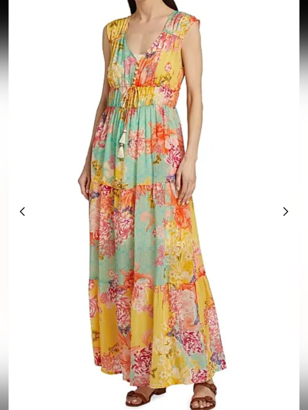 NWT Johnny Was Maje Tiered Sleeveless Maxi Dress "Charlie" Size Small